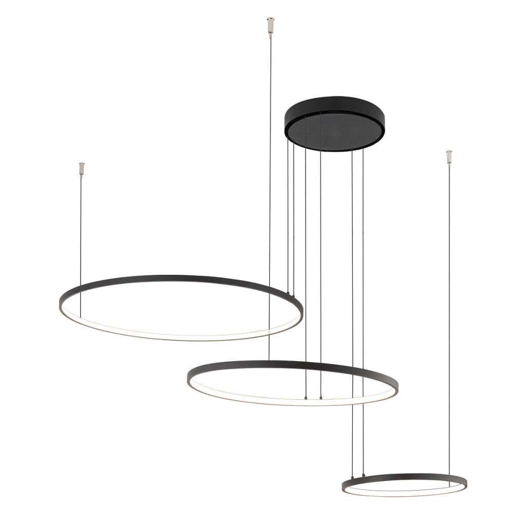 Lampada sospesa nera triplo anello LED Circolo 3000K Nowodvorski