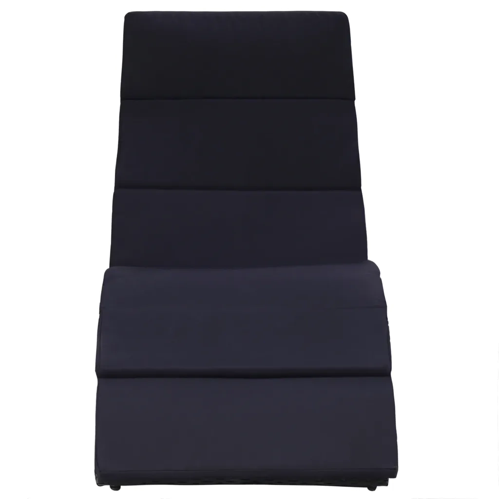 Lettino Prendisole con Cuscino in Polyrattan Nero 46539