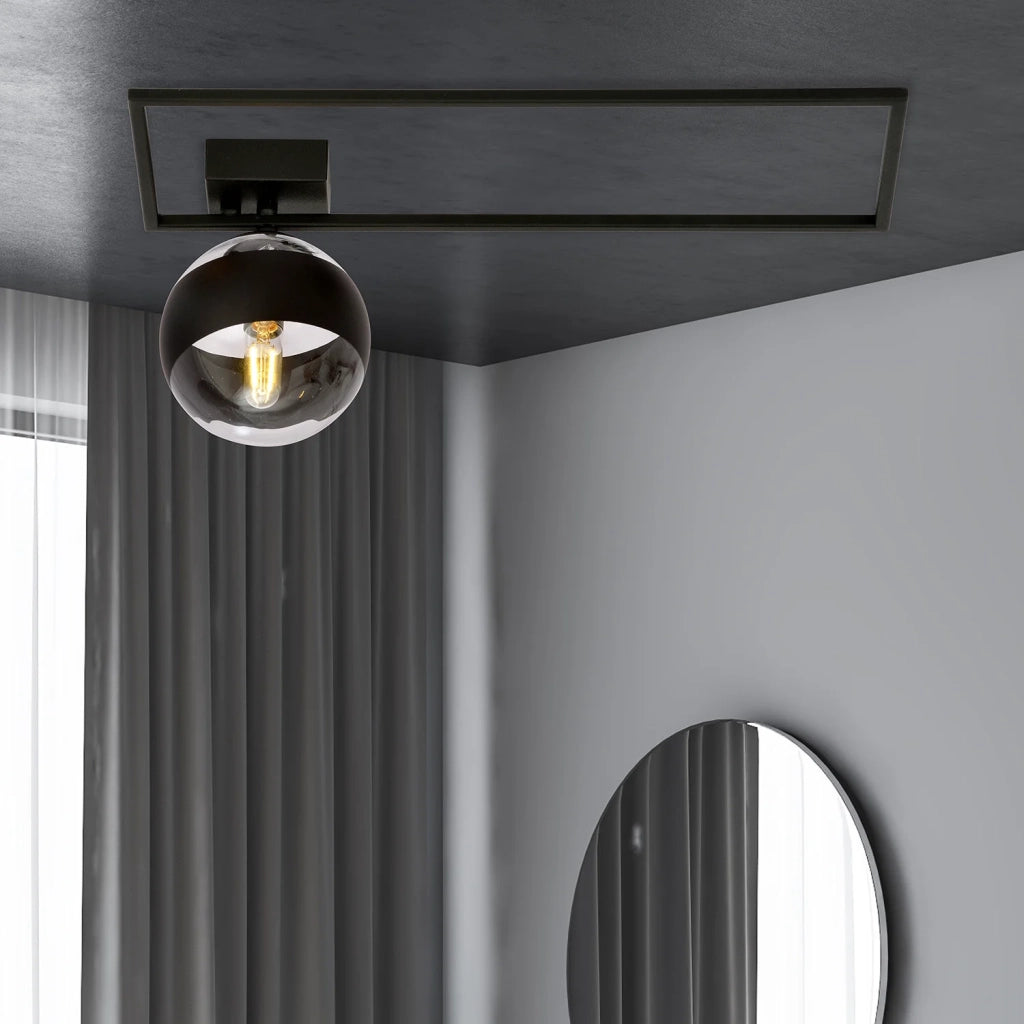 Plafoniera Moderna Andromeda Acciaio Nero Trasparente 1 Luce E14 Ip20