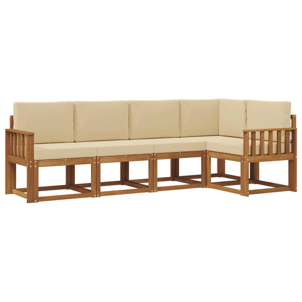 Set di divani da esterno con cuscino 5 pcs Naturale e Beige 3366391