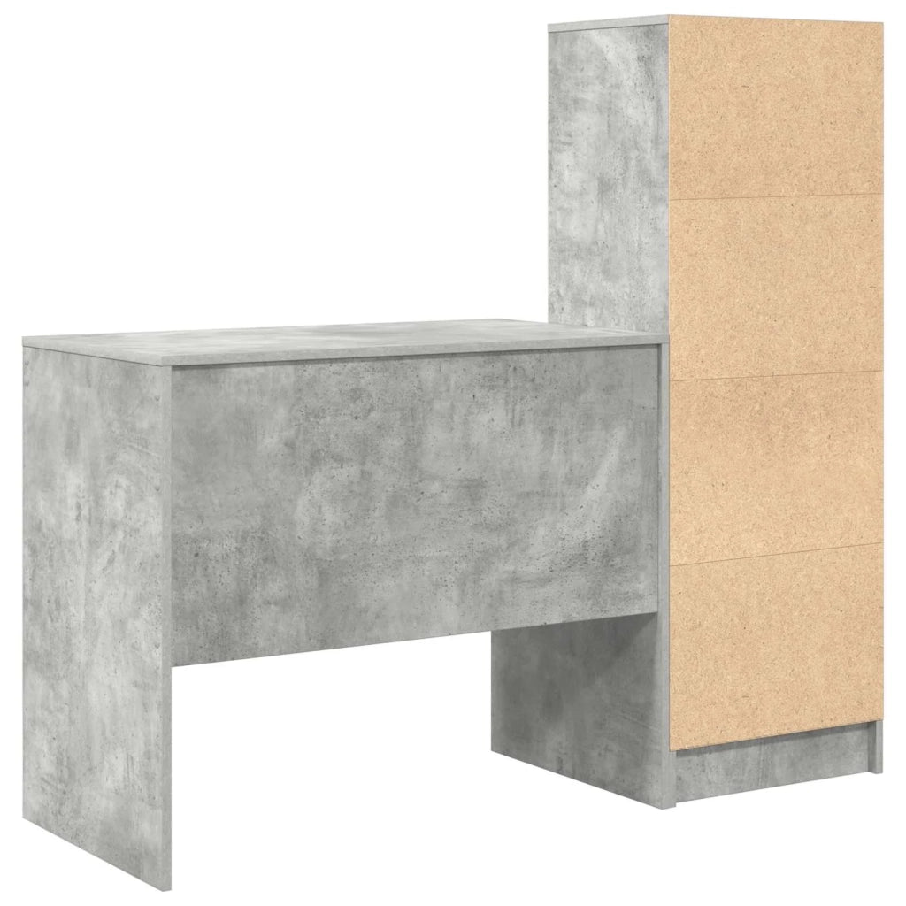 Scrivania con cassetto con lo scaffale 2 pcs Grigio cemento 3337364
