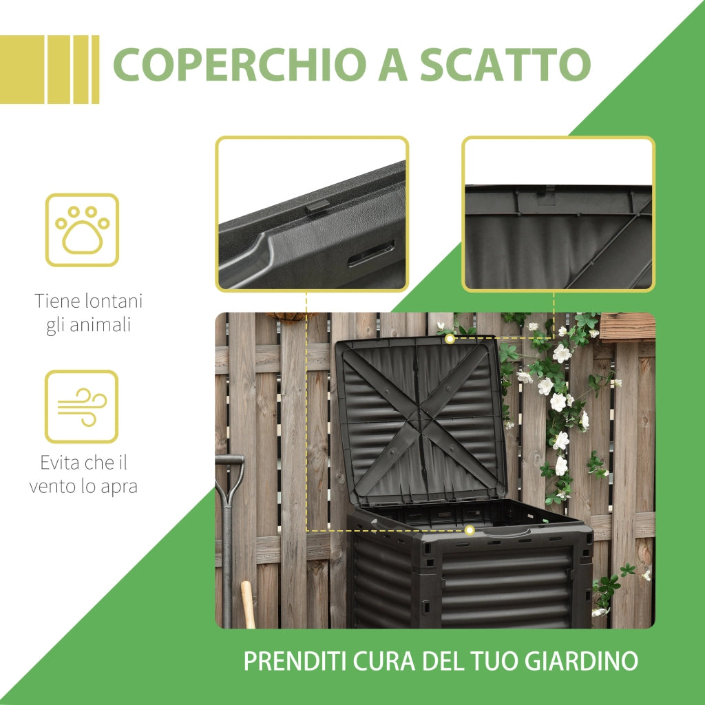 Compostiera da Giardino 300L ¨C Minimal ¨C Plastica Nera