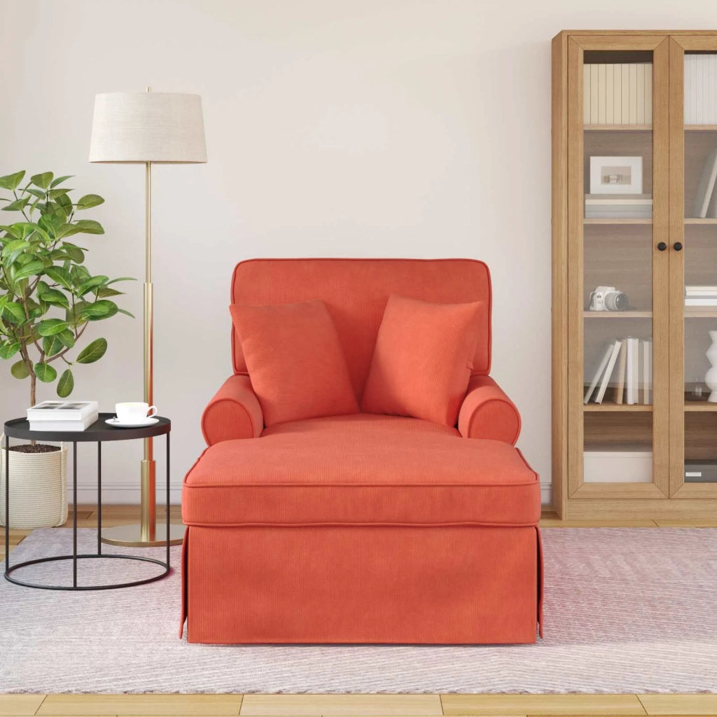 Chaise Longe con Gonna 3 pcs Rosso Arancio Tessuto in Cords 42022953