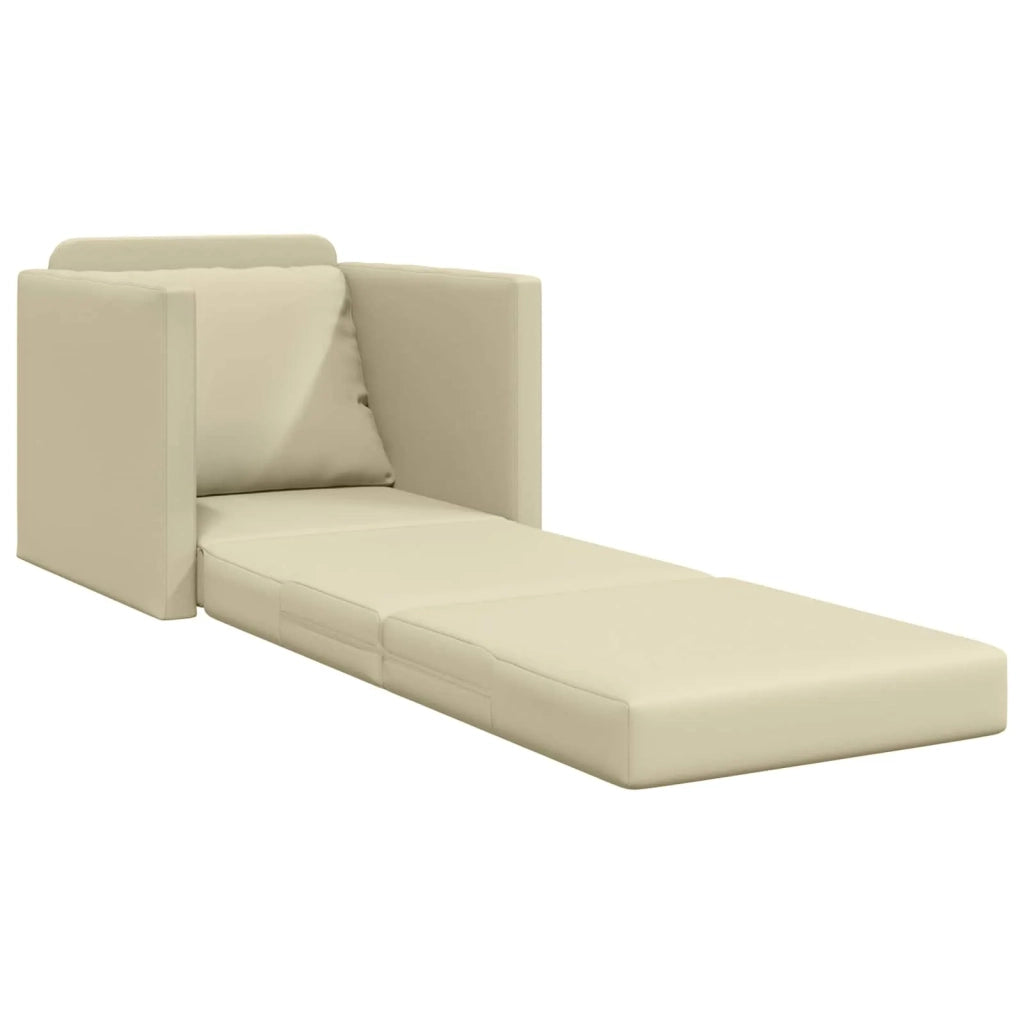 Divano letto | Sof¨¤ letto | Letto singolo 60cm Crema Pelle Artificiale
