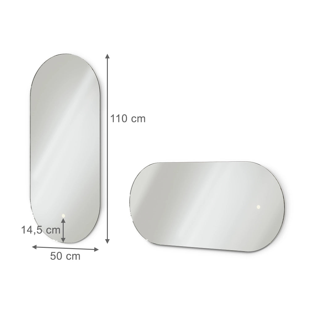 Specchio bagno Bianco 110 x 50 cm con illuminazione a LED Vicco
