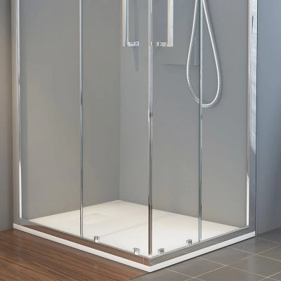 Box doccia angolare 70x70 cm doppio scorrevole in cristallo trasparente Ted