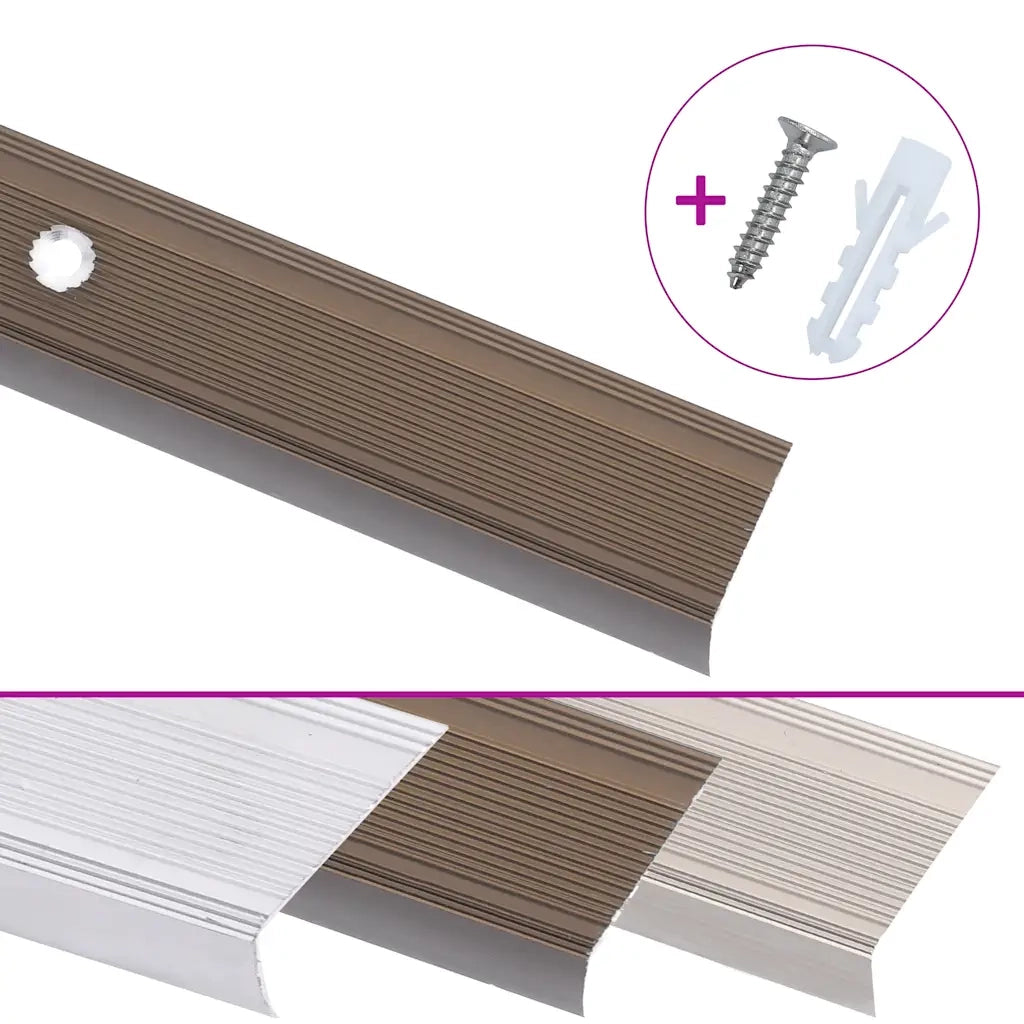 Profili a L per Gradini 15 pz in Alluminio 90 cm Marrone 146740