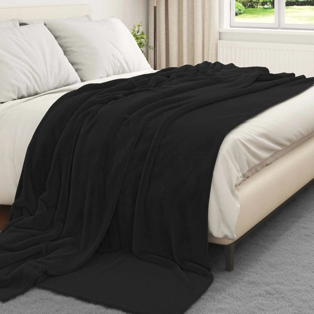 Coperte da Pile 6 pcs Nero 240 x 270 cm Panno