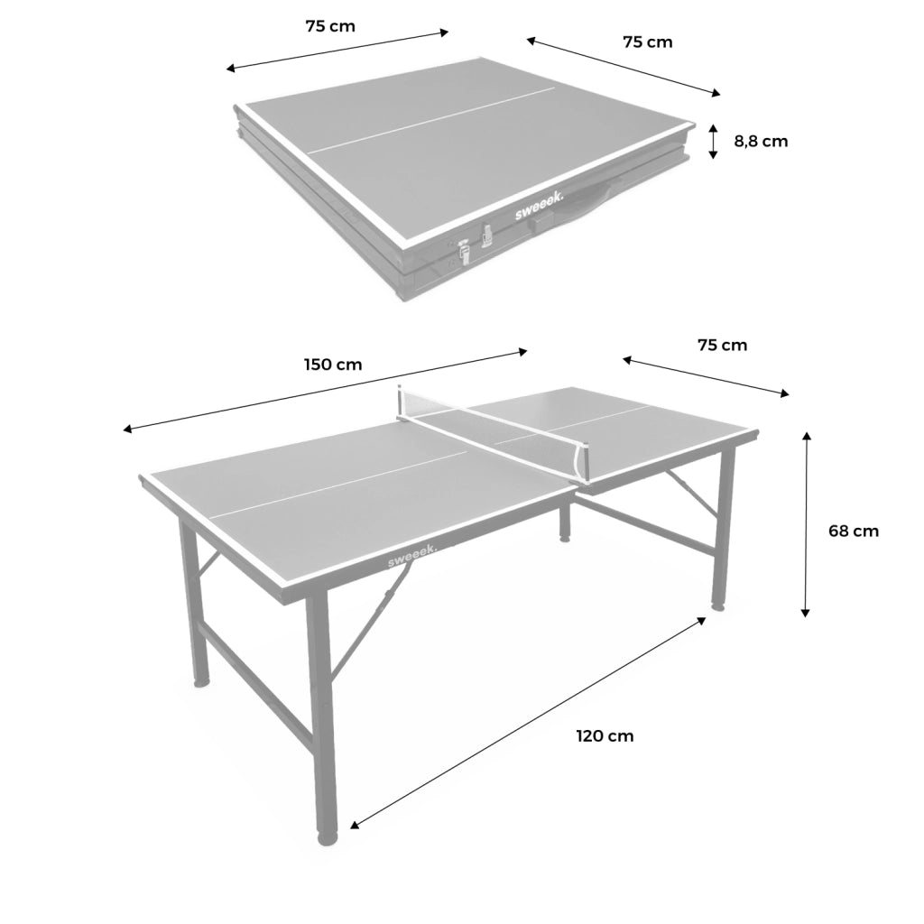Mini tavolo da ping pong pieghevole per interni con 2 racchette e 3