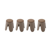 Set 4 sgabelli impilabili in bouclé, marrone