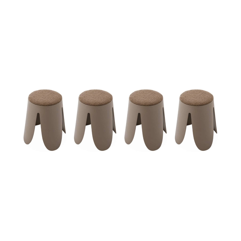 Set 4 sgabelli impilabili in bouclé, marrone