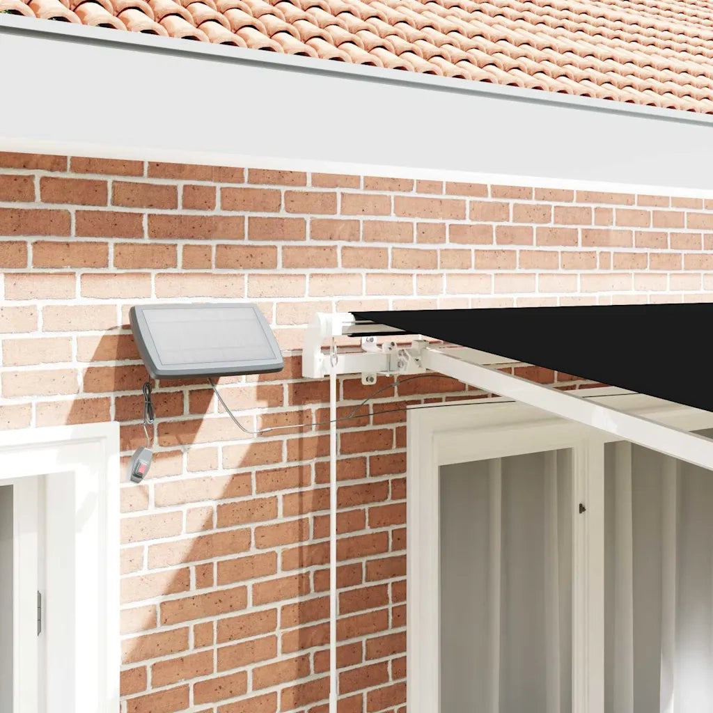 Tenda retrattile-Tenda parasole per balcone Nero 350 x 250 cm Tessuto e acciaio