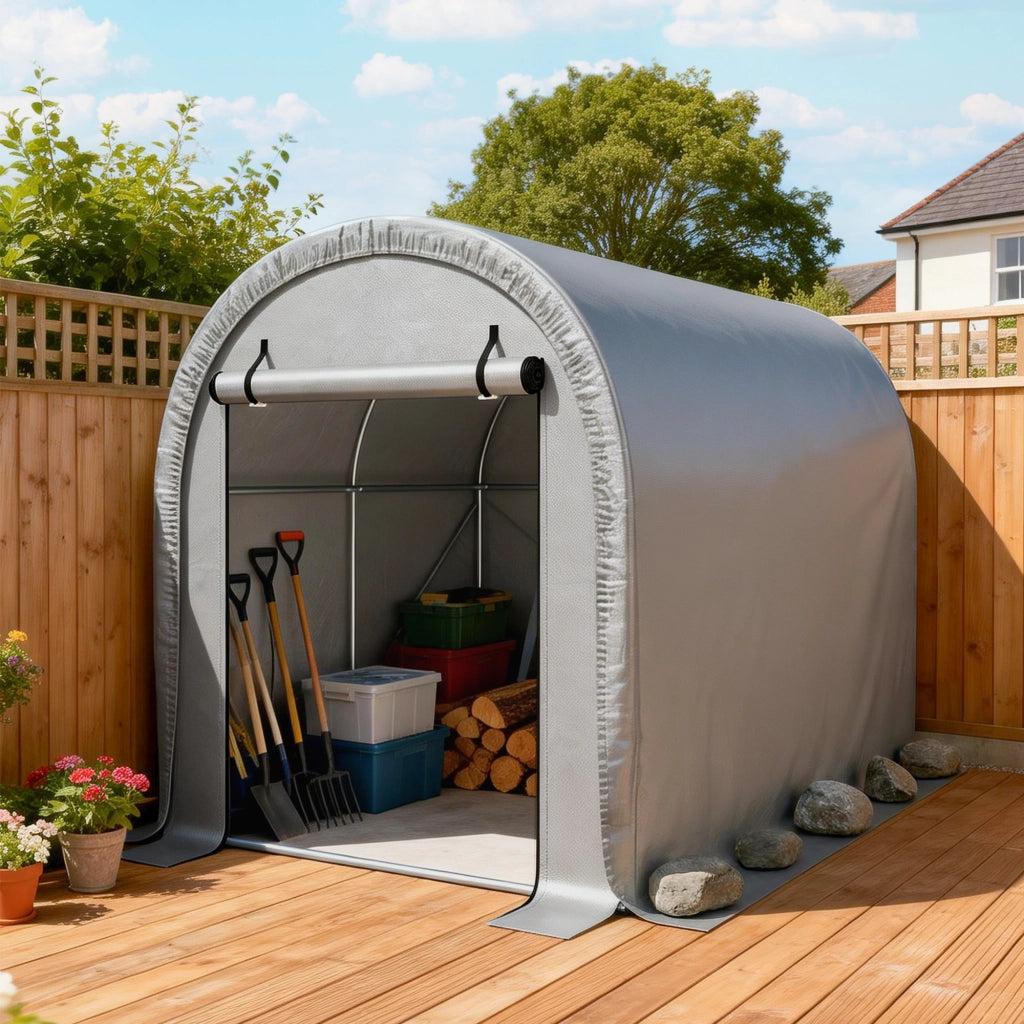 Capanno Giardino Tenda Deposito ¨C zephmum ¨C Grigio Chiaro Acciaio 159x240x185cm