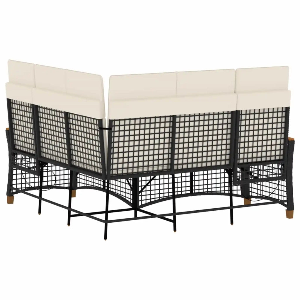 Set di Divani Recliner da Giardino Nero e Bianco Crema 42026823