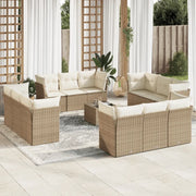 Set Divano da Giardino 13 pz con Cuscini Beige in Polyrattan 3249177
