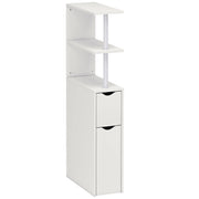 Colonna Bagno Salvaspazio 20x45x115 cm con 2 Cassetti e Ripiani Aperti in Legno Bianco