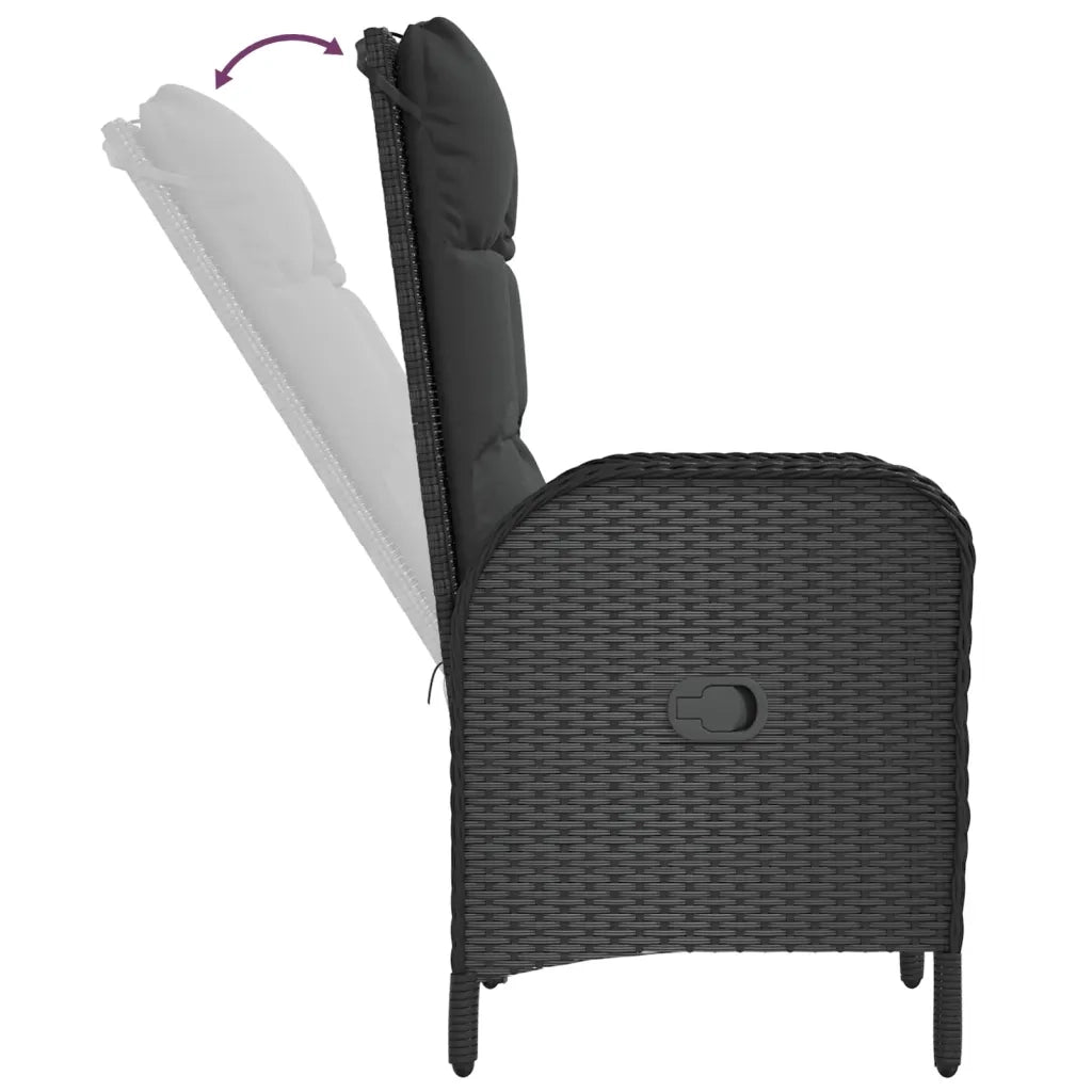 Set da Pranzo da Giardino 5 pz Nero con Cuscini in Polyrattan 3185069