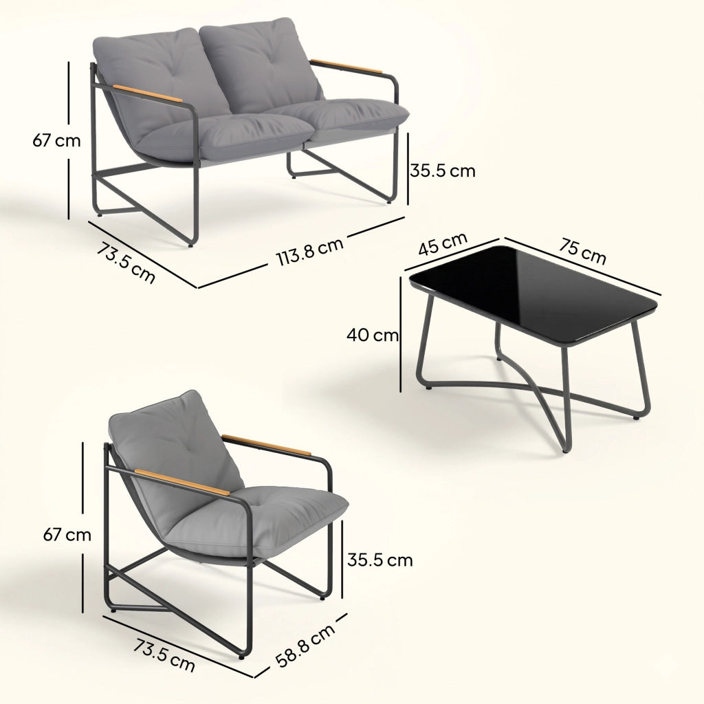 Set Salotto da Giardino 4 Posti ¨C zephmum ¨C Grigio Chiaro, Polyrattan