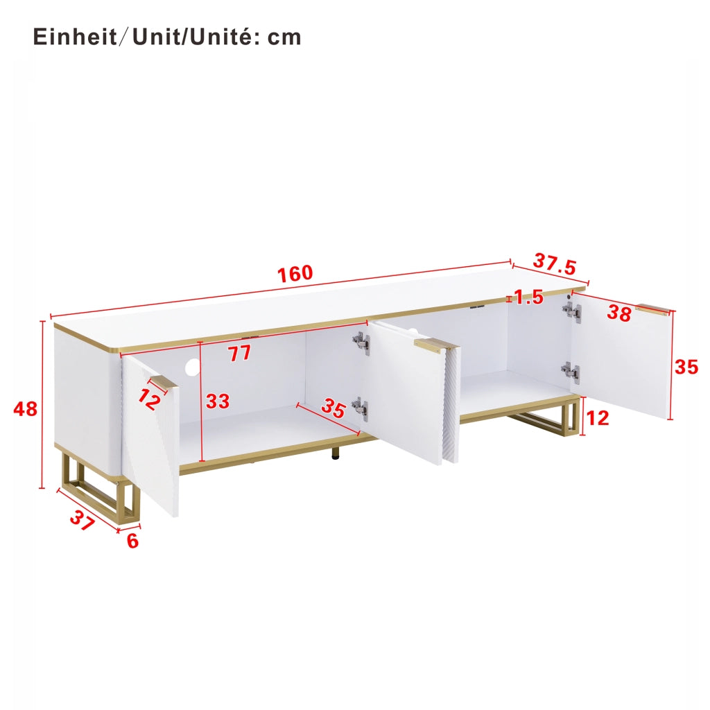 Cassettiera TV bianca in MDF lunghezza 160 cm