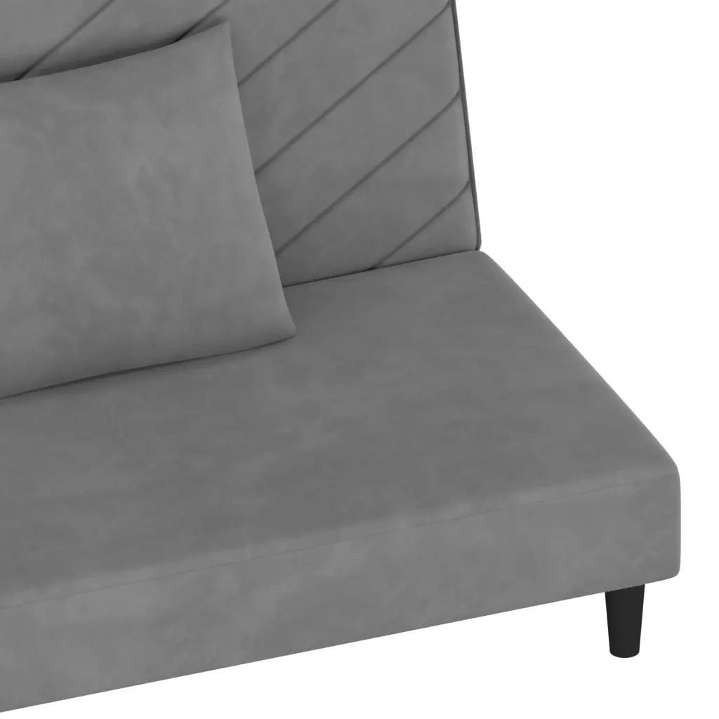 Divano letto | Sof¨¤ letto | Letto singolo a 2 Posti con 2 Cuscini Grigio Chiaro in Velluto