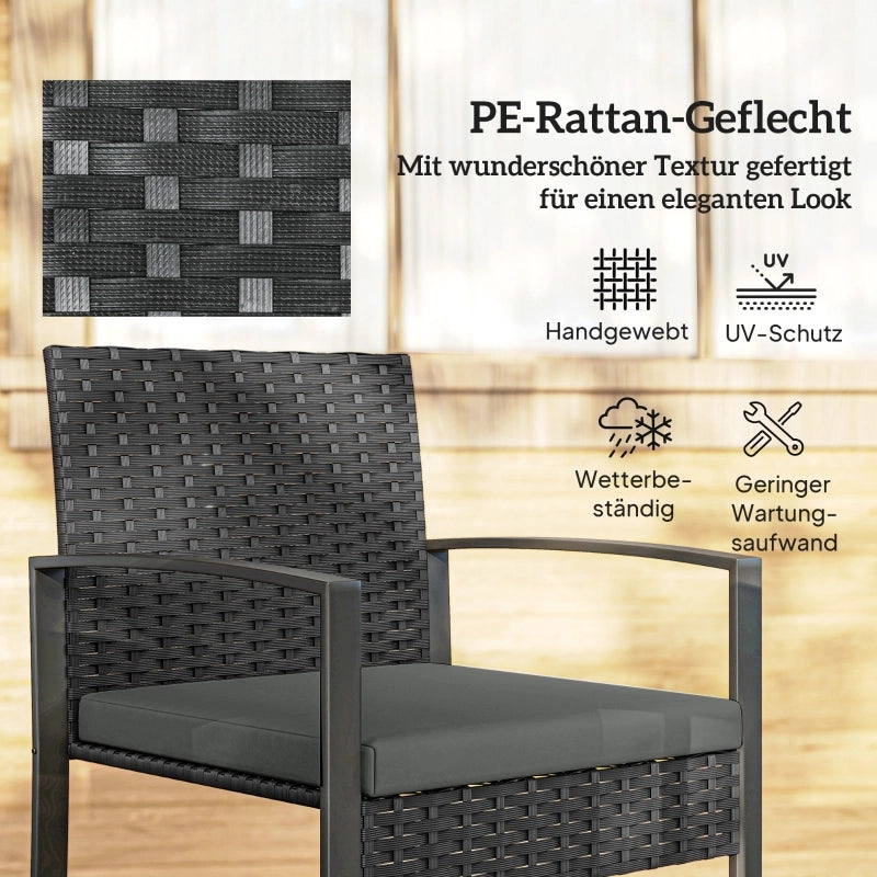 SET Salotto da esterno per 2 con 2 poltrone e tavolino, grigio scuro