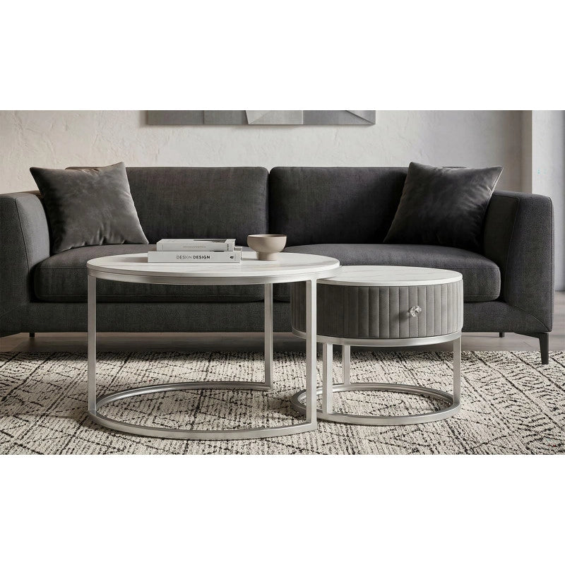 Tavoli Da Caffe' Greys Coppia cm ø 70x45-50x40