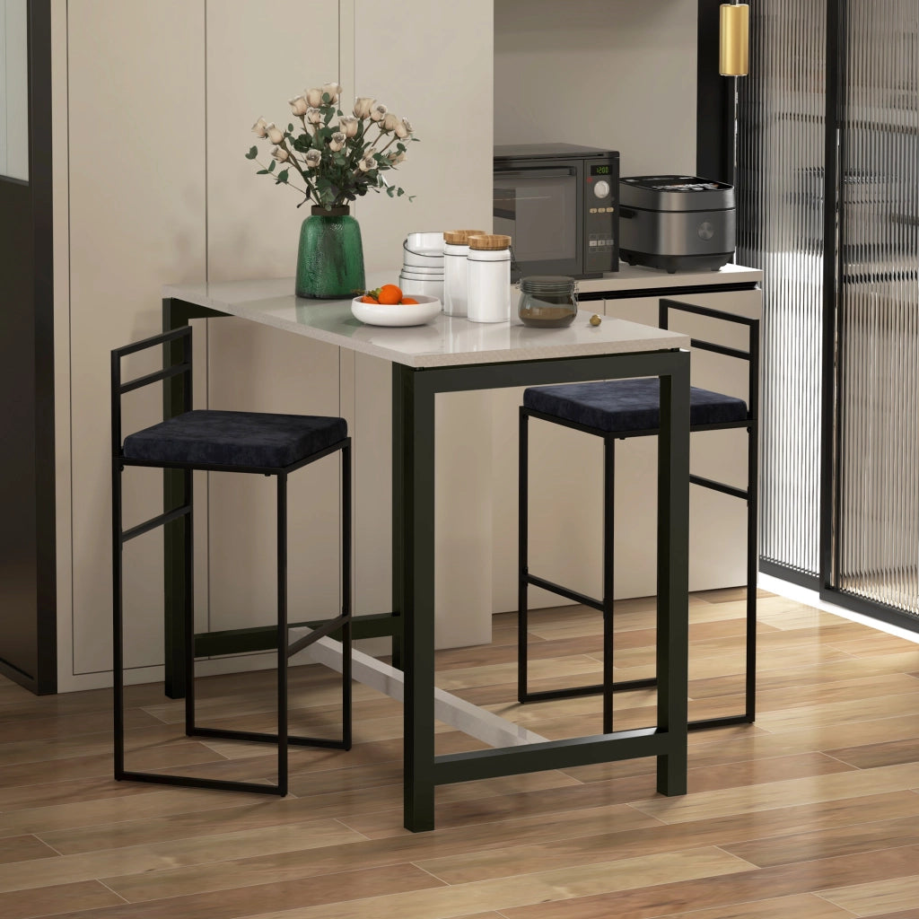 Set di 2 sgabelli alti da bar ¨C Minimal ¨C velluto nero, 74 cm