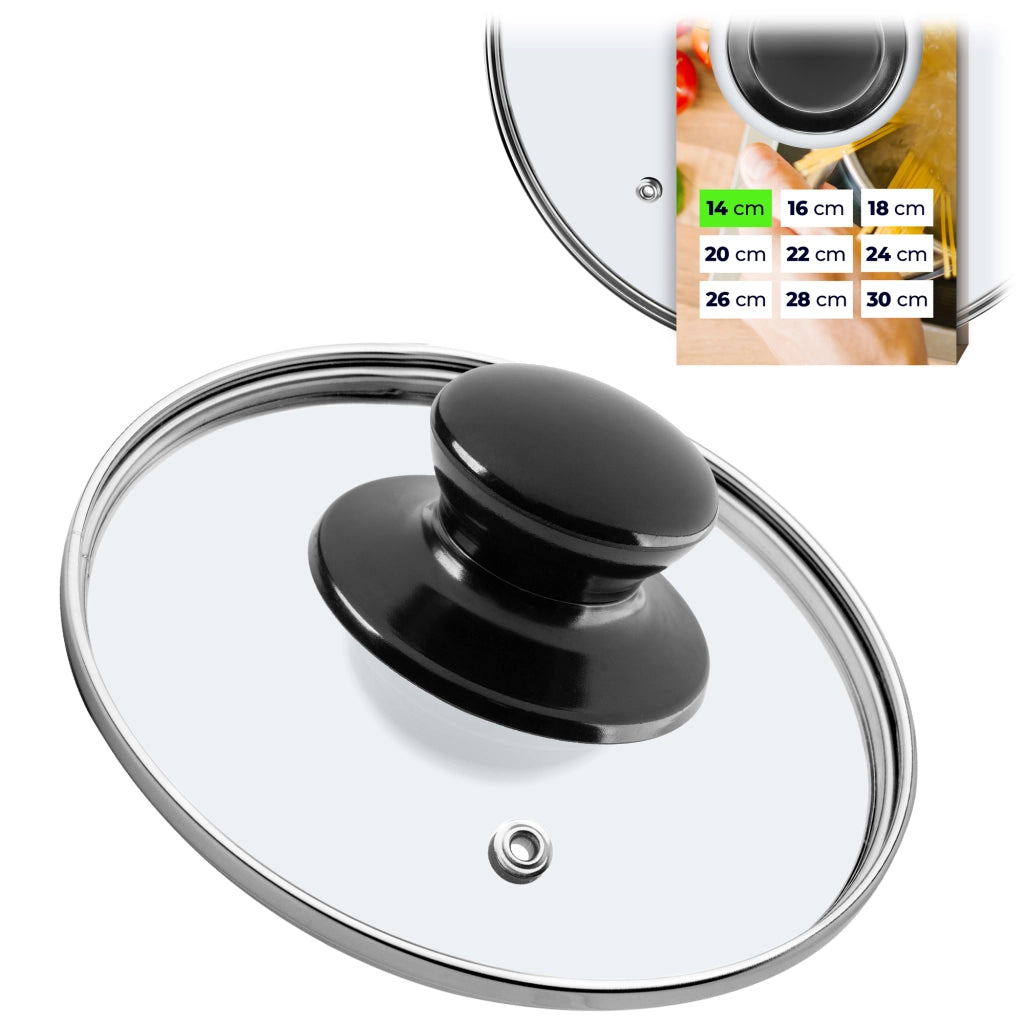Coperchio in vetro KADAX da 14 cm, universale, resistente al calore, per pentole e padelle.