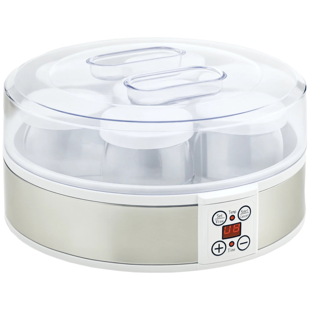 Yogurtiera ¨C Minimal ¨C Acciaio inossidabile 24x24x13 cm Argento e Bianco