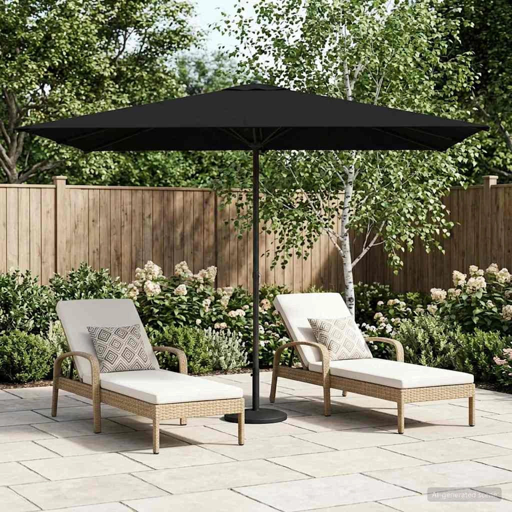 Ombrello da giardino 200 x 300 cm Poliestere Rettangolare Nero 42036173