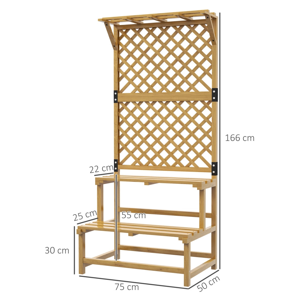 Blumenregal con Spalier e Tetto ¨C Minimal ¨C Legno Abete Giallo 75x50x166 cm