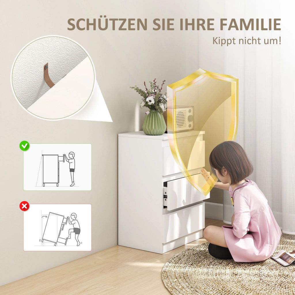 Comodino Set 2 Pezzi ¨C Xylo ¨C 3 Cassetti Bianco Legno