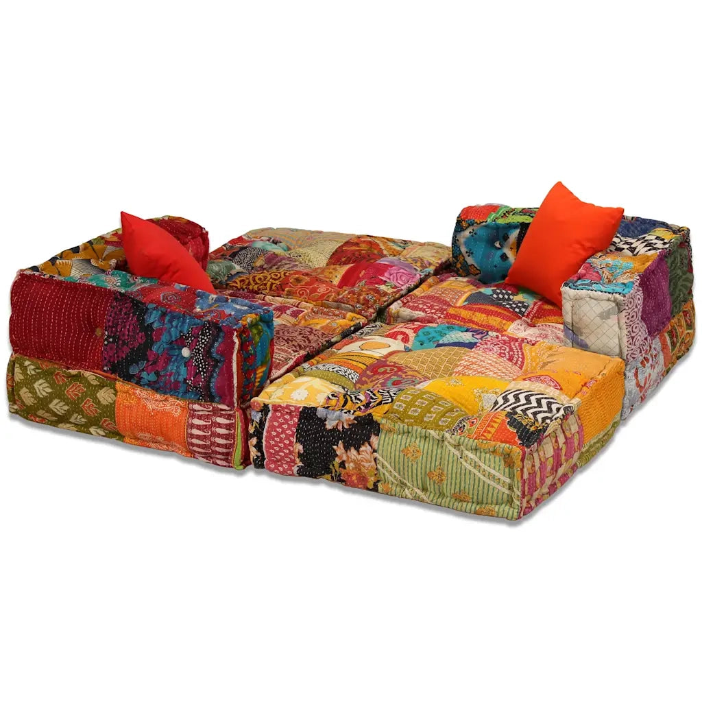 Pouf Modulare a 3 Posti in Tessuto Patchwork 244979