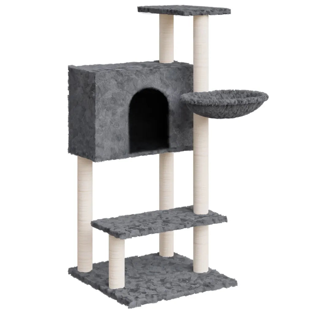 Albero per Gatti con Tiragraffi in Sisal Grigio Scuro 108,5 cm 171599