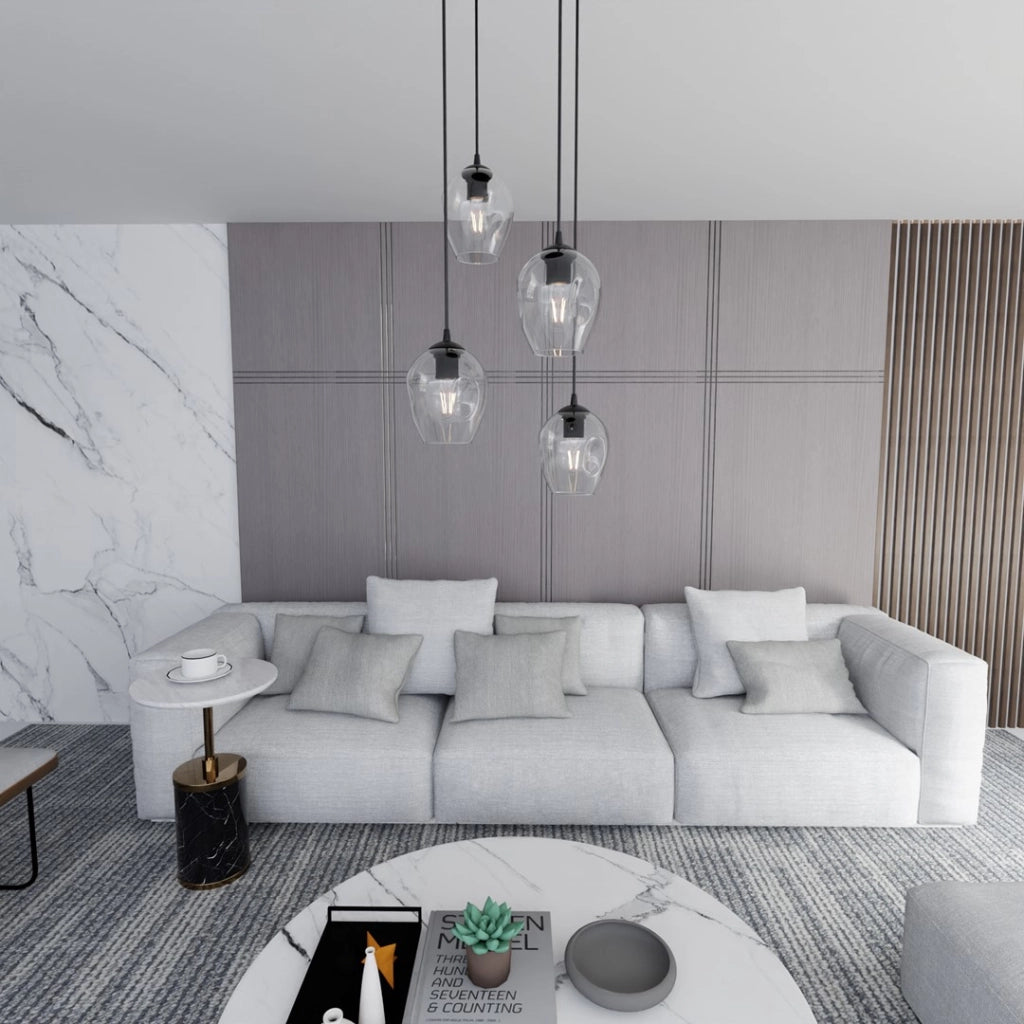 Lampadario Emibig Istar 4 vetro trasparente nero E27