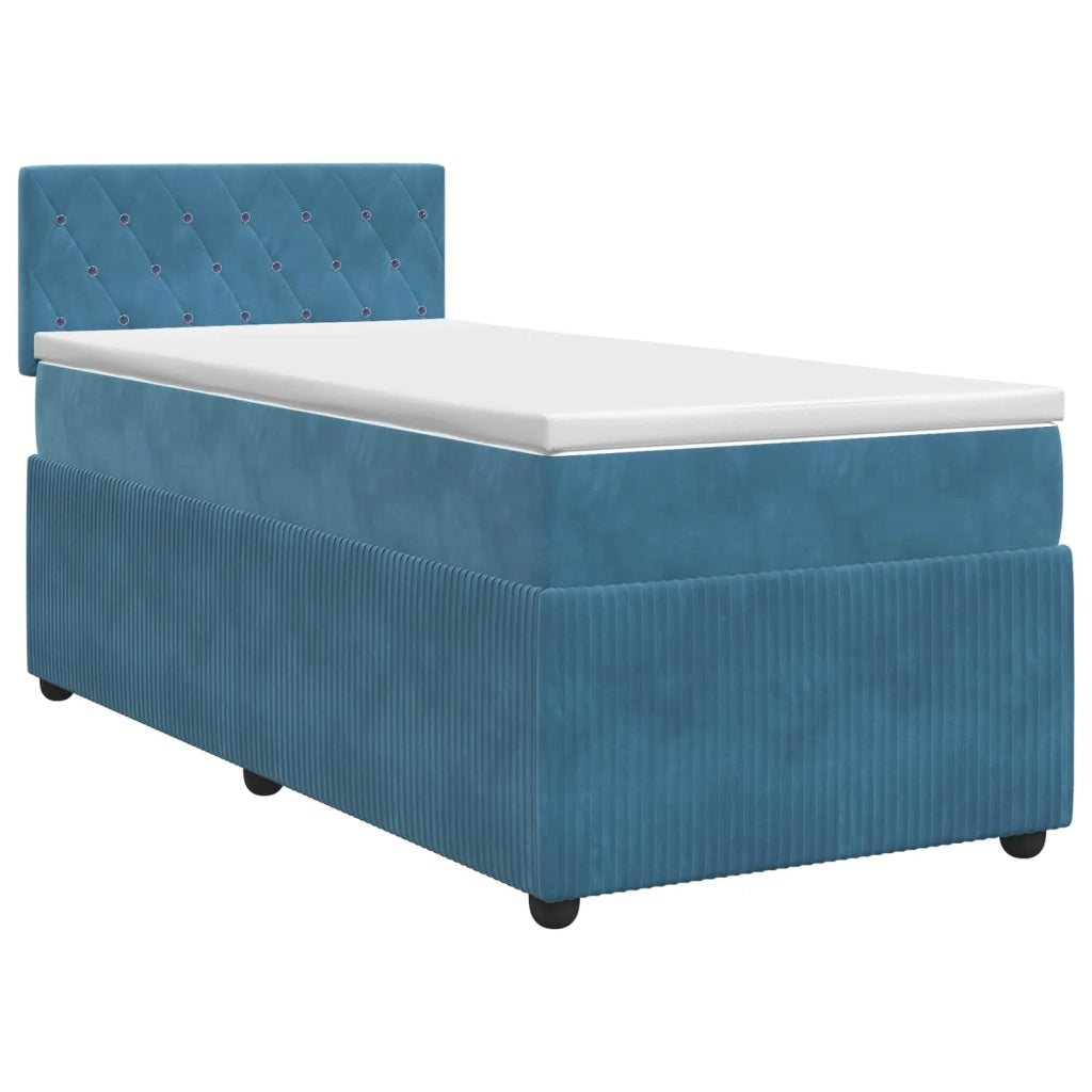 Letto box spring con materasso Blu Scuro 100 x 200 cm Velluto 3451617