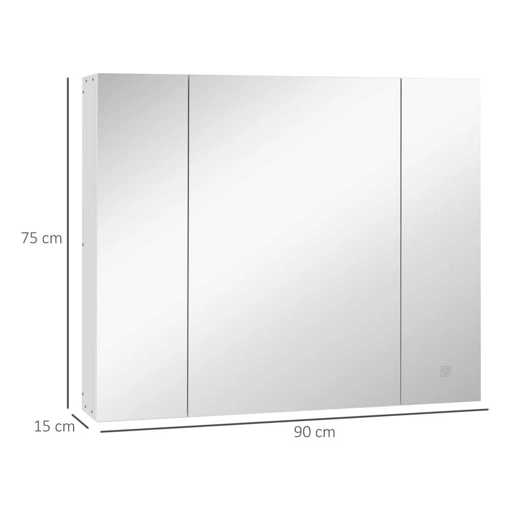 Mobile da bagno con specchio LED e USB ¨C Xylo ¨C Bianco 90x15x75 cm