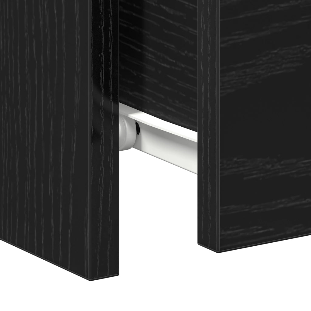 Comodino  con cassetti Nero Rovere 30x30x40 cm