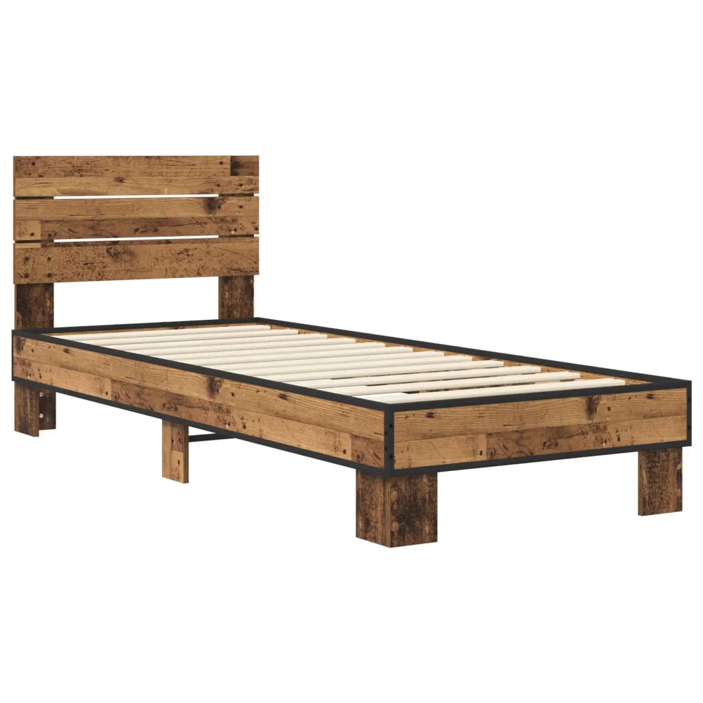 Struttura letto con testata-Giroletto Legno antico 80 x 200 cm 824221
