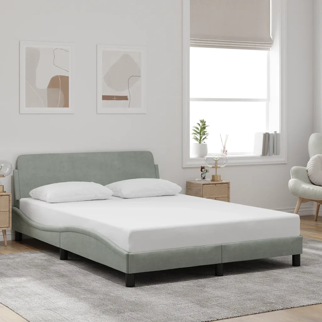 Giroletto con Testiera Grigio Chiaro 120x200 cm in Vellutocod mxl 91609
