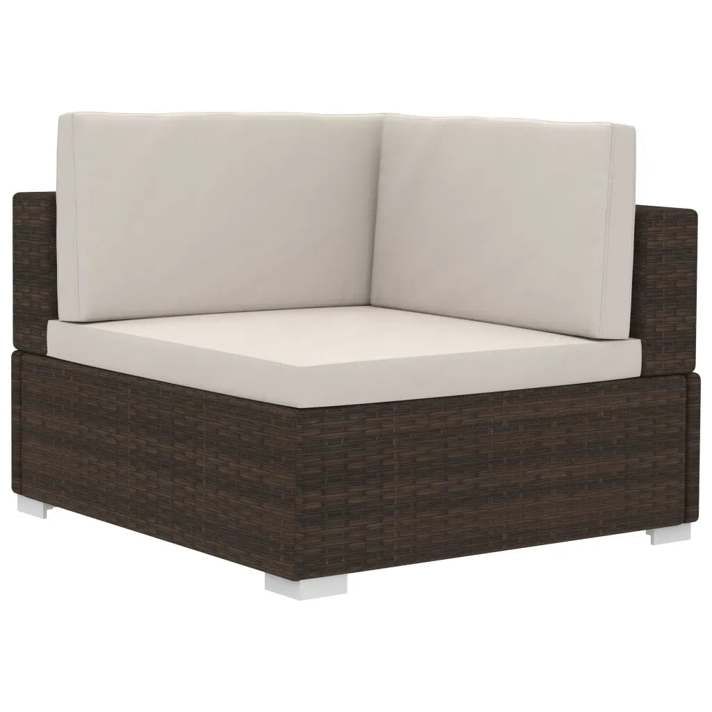 Set Divani da Giardino 4 pz con Cuscini in Polyrattan Marrone 47269