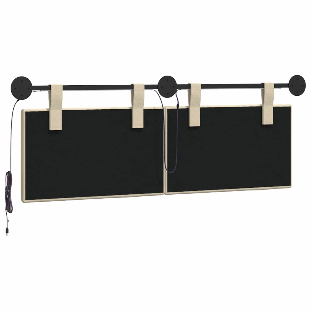 Testiera sospesa Con luce LED Crema Tessuto 3424783