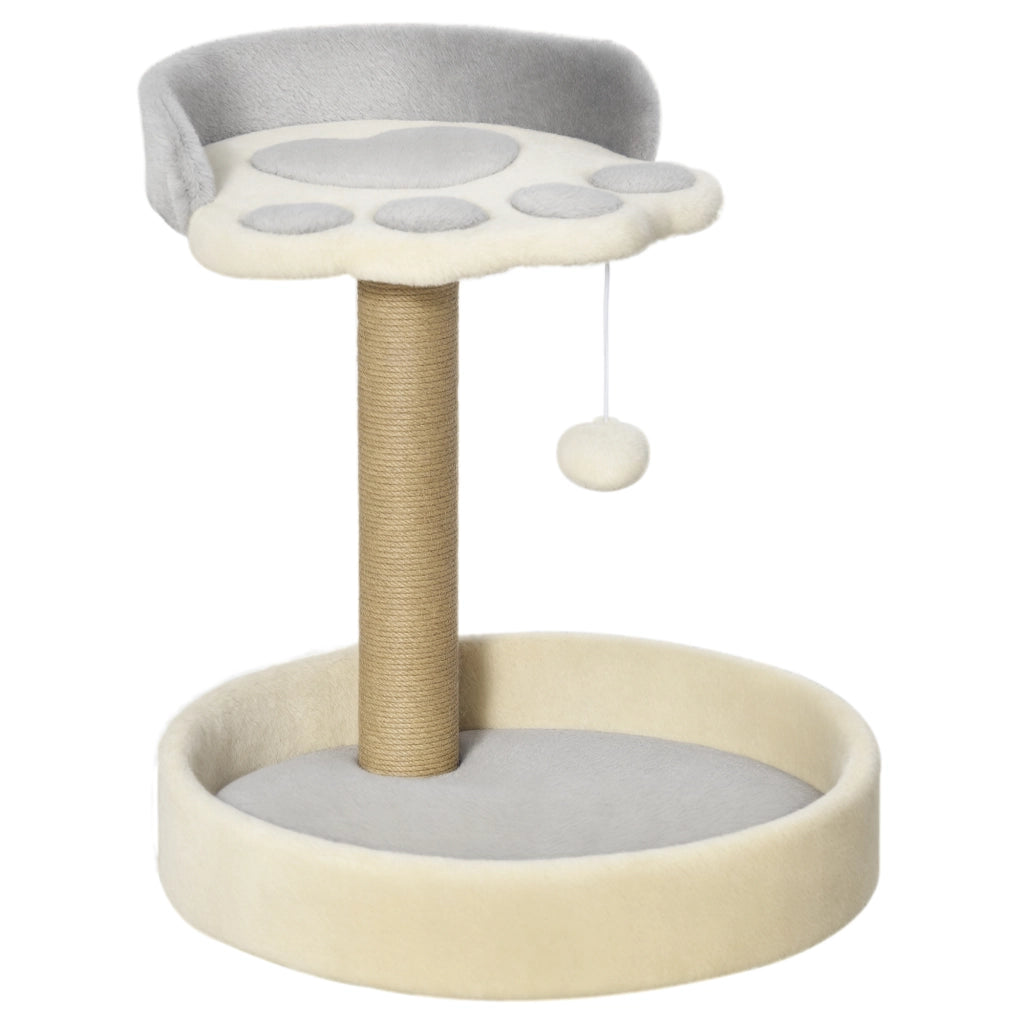 Albero per Gatti Grigio con Piattaforme e Pompon ¨C Minimal ¨C Grigio 44 cm