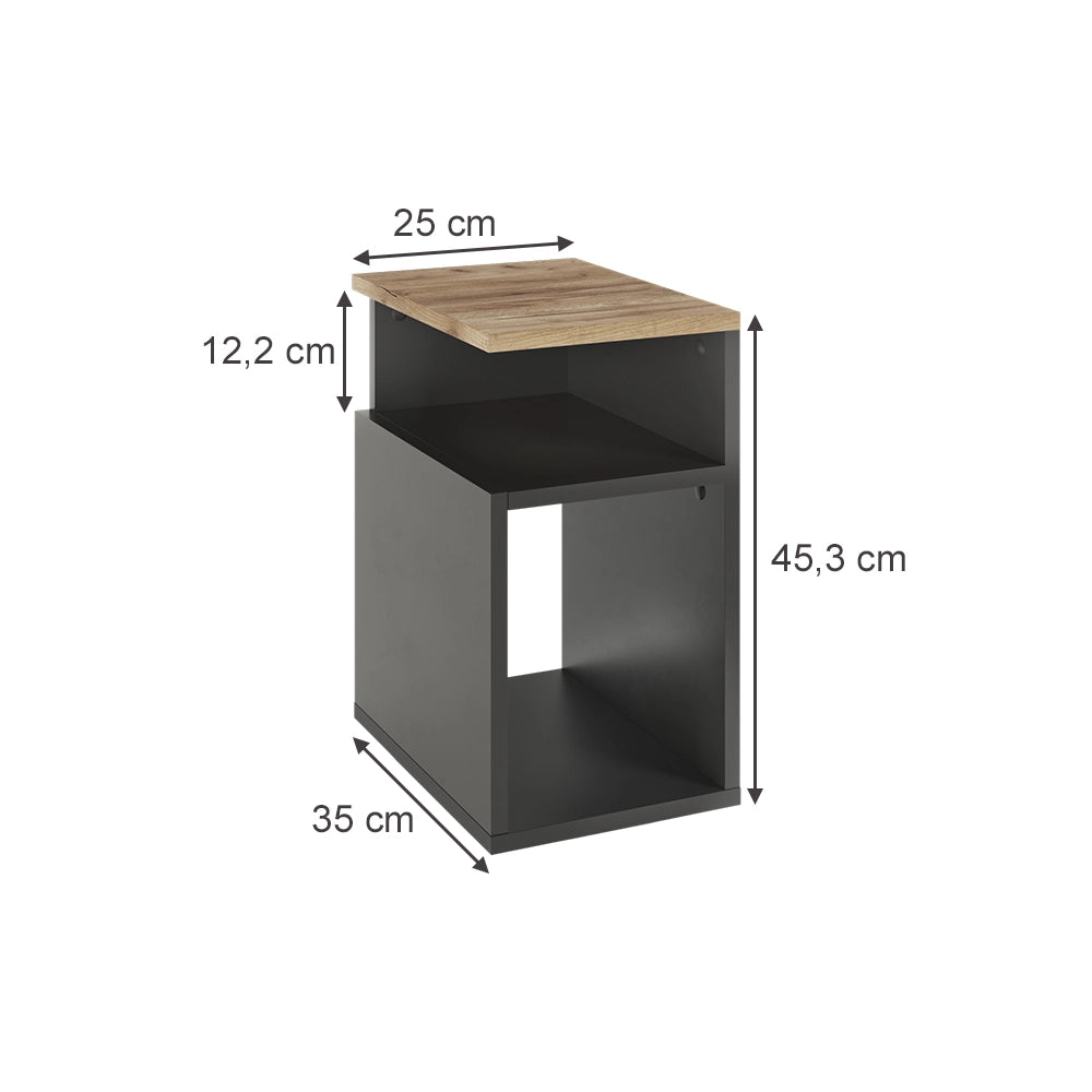 Vicco Comodino Antracite/quercia dorata Set di 2