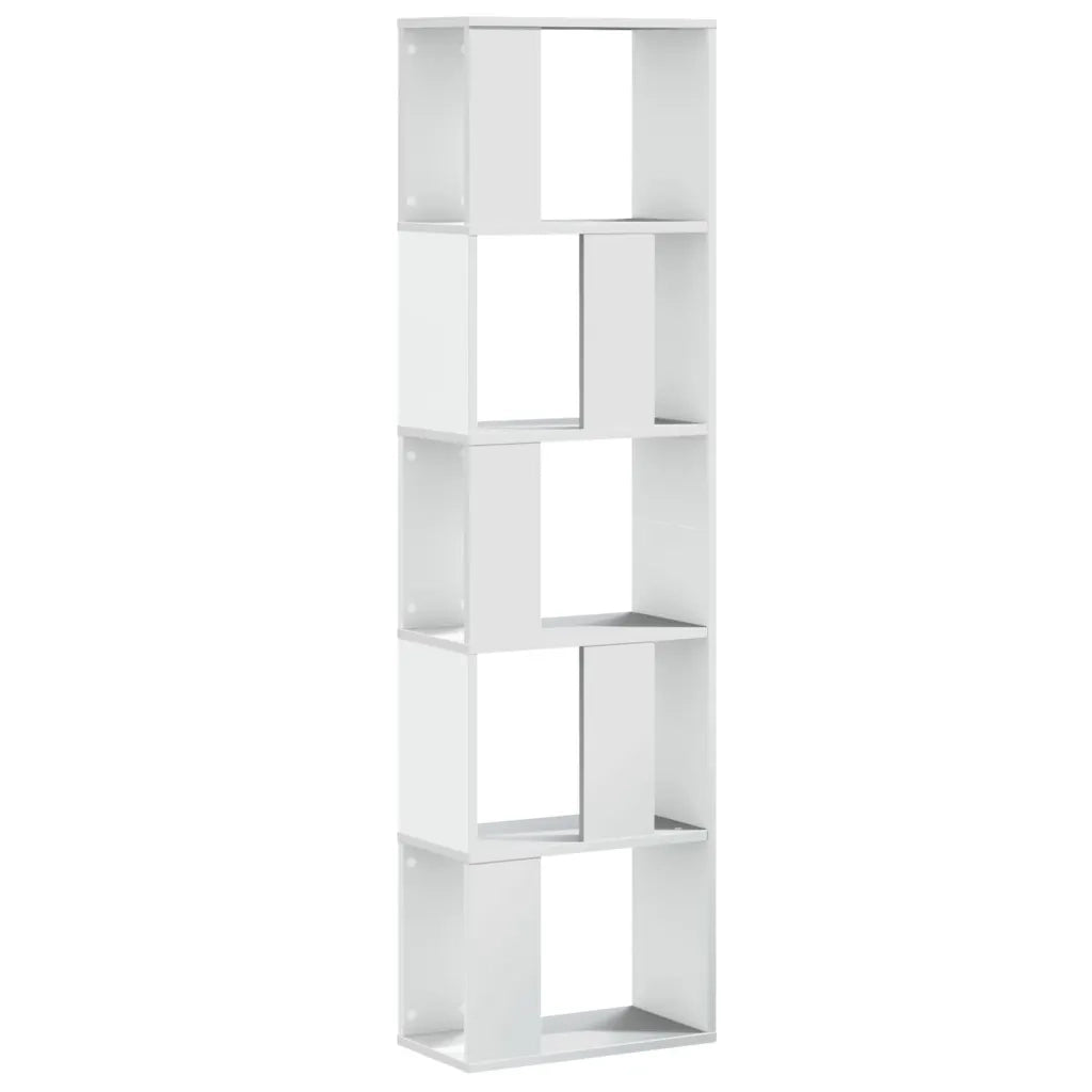 Libreria 5 Ripiani-Scaffale per Libri-Mobile di Stoccaggio Bianca 45x23,5x162,5cm Legno Multistrato