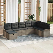 Set Divano da Giardino con cuscino 8 pcs Grigio Poly Rattan 3360260