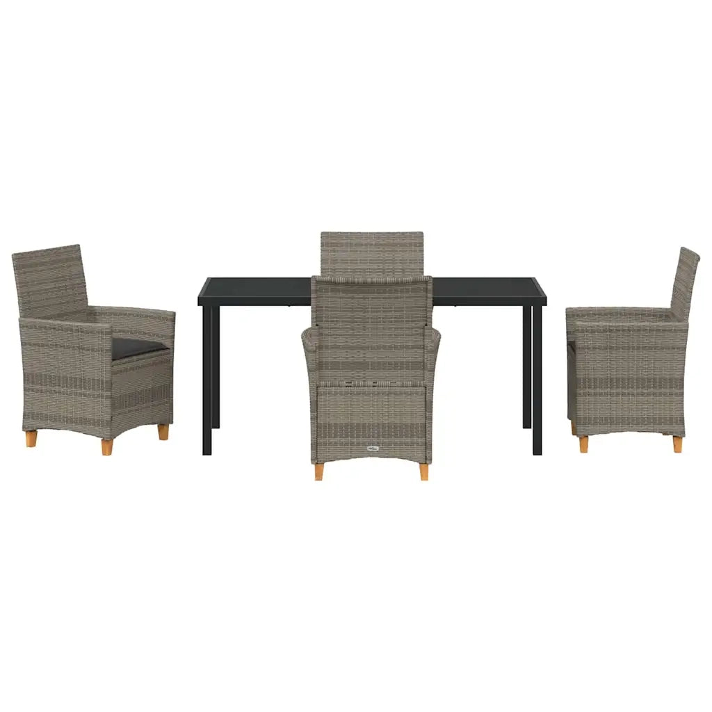 Set da Pranzo per Giardino 5 pcs Grigio polyrattan