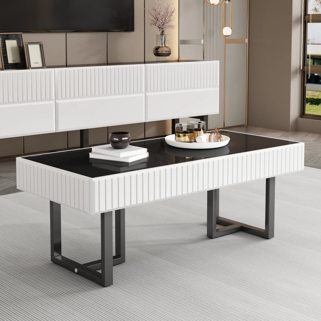 Cassettiera per TV nero-bianco in MDF e truciolare lunghezza 170 cm
