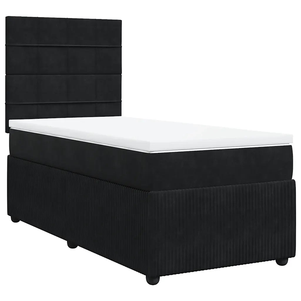 Giroletto a Molle con Materasso Nero 90x190 cm in Velluto 3292216