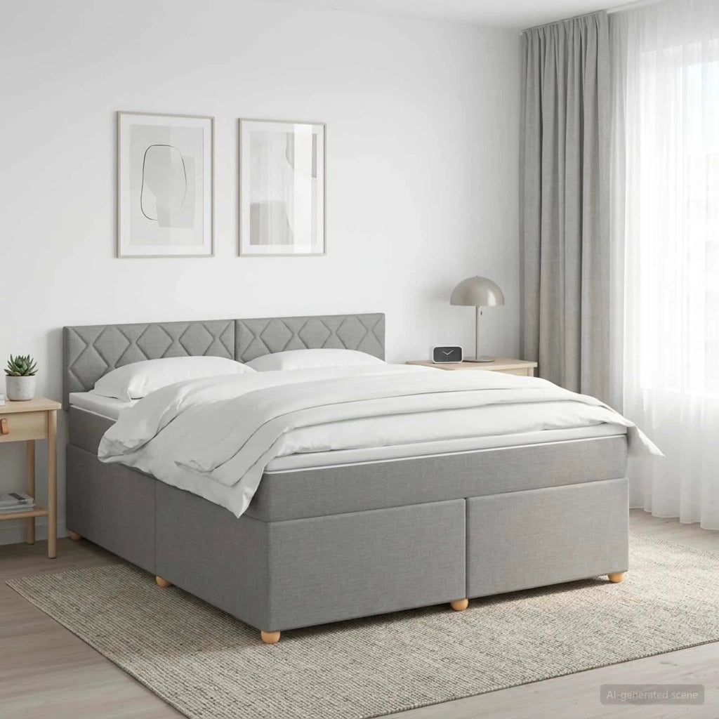 Letto box spring con materasso Grigio Chiaro 160 x 200 cm 3451000